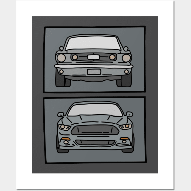 old and new muscle car Wall Art by fokaction